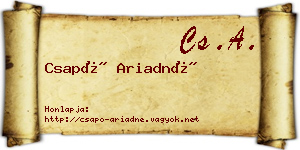 Csapó Ariadné névjegykártya